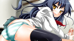 Beautiful hentai girl strokes hard dick by her hands