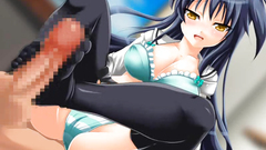 Footjob from seductive hentai brunette babe