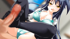 Footjob from seductive hentai brunette babe