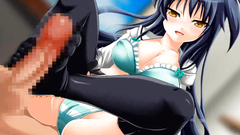 Footjob from seductive hentai brunette babe