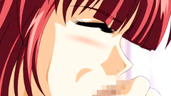 Hentai redhead babe swallows thick cock in close-up cartoon