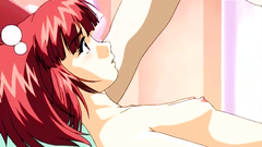 Small-titted redhead teen lies on her back while fucked