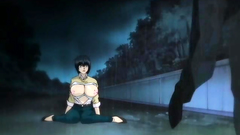 Scared anime teen forced in the park at night