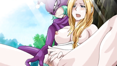 Busty blonde gets pleasured to orgasm by ugly monster