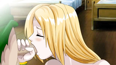 Sweet blondie deepthroats massive cock