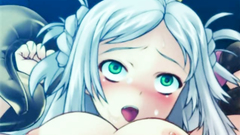 Evil fuck with seductive anime girl and monster