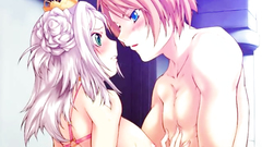 Big titted anime babe rides huge monster's cock