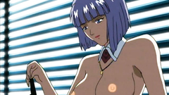 Passionate hentai fuck with busty girl in the library