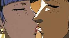 Passionate hentai fuck with busty girl in the library