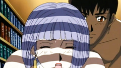 Passionate hentai fuck with busty girl in the library