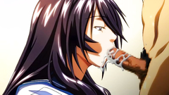 Facef-fucked brunette does sloppy blowjob