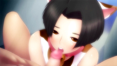 Sweet brunette babe swallows erection on her knees