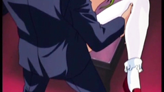 Handsome hentai babe spreads her sexy legs in stockings