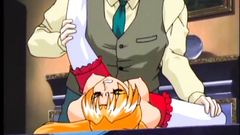 Young blonde in classy stockings gets fucked on the table