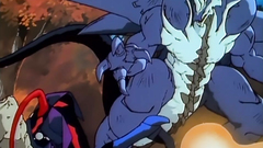 Big monsters and little girls in hentai cartoon