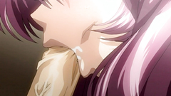 She gets her face covered with cum after sloppy blowjob