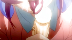 She gets her face covered with cum after sloppy blowjob