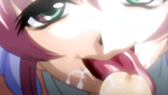 She gets her face covered with cum after sloppy blowjob