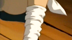 Tied up blonde can't move and guy don't know what to do