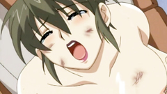 Short-haired busty babe screams while gets banged