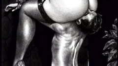 Black and white cartoon with female domination