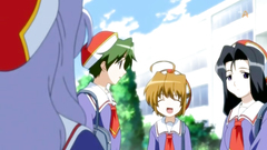 Lovely and petite girl and her young friends