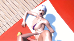 Busty babes in bikini futanari fuck on the boat