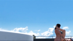 Busty babes in bikini futanari fuck on the boat