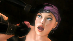 Busty babe gets fucked from behind in BDSM style