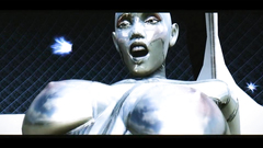 Female chick gets facefucked by futanari robot