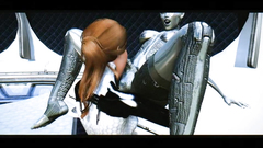 Female chick gets facefucked by futanari robot