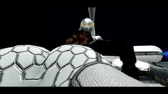 Futanari robot bangs female babe in all her holes