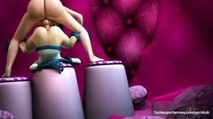 Naked babe with big tits and cock fucks some pussy