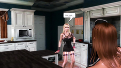 Two hot babes in fishnet stockings having fun together