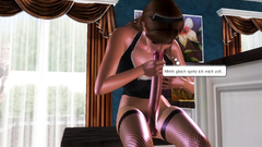 Two hot babes in fishnet stockings having fun together