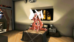 Two naked and busty angels sucking one giant dick