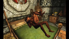 Tanned 3d babes with big cocks fucking each other