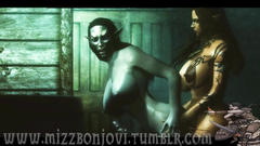 Night elfs with big cocks and nice tits fuck each other