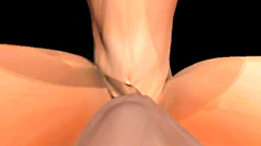 Big breasted babe in blue bra in 3d video