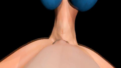 Big breasted babe in blue bra in 3d video