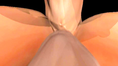 Big breasted babe in blue bra in 3d video