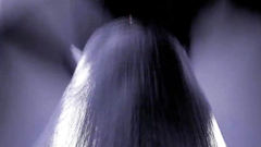 Purple-skinned babe with giant cock touches herself