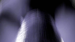 Purple-skinned babe with giant cock touches herself