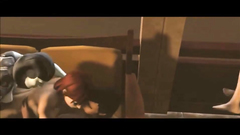 Naked female babe rides big and hard robot dick