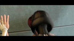 Naked female babe rides big and hard robot dick