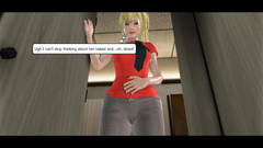 Blonde bitch with nice boobs blows huge dick