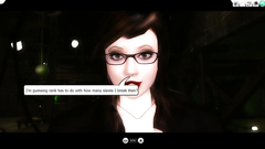 Ebony shemale with big tits and cock fucks white babe