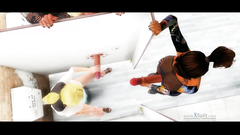 Toilet fuck between horny 3d shemales with big cocks