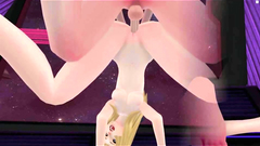 3D shemale fuck with naked girl on the spaceship