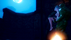 Beautiful elvish slut sucks huge monster cock